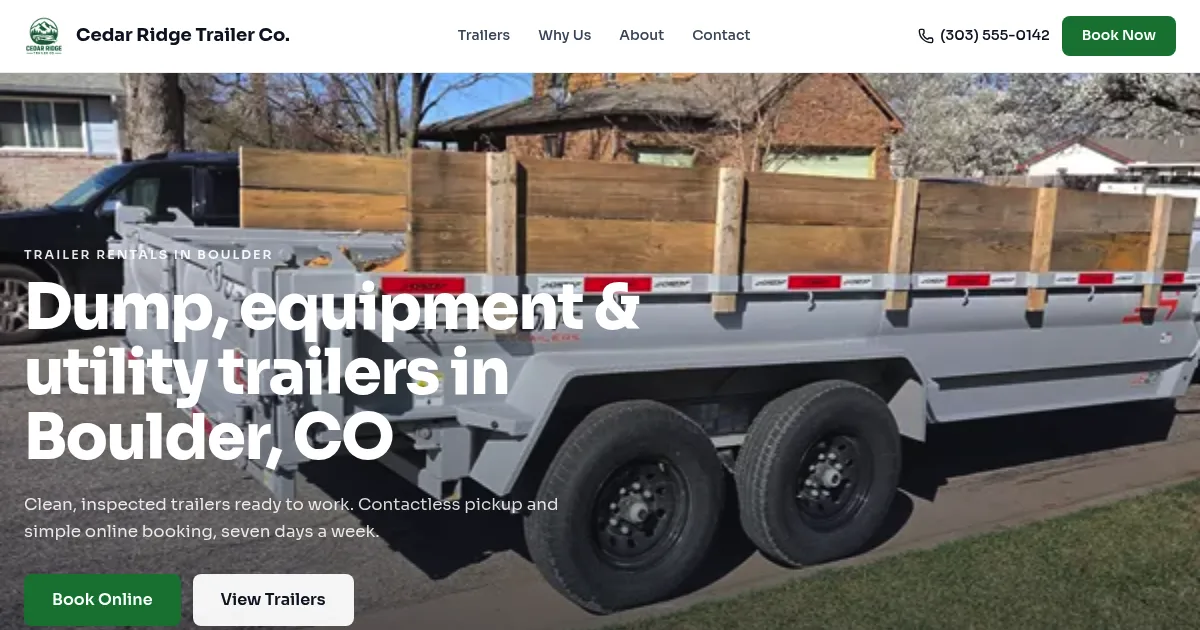 Cedar Ridge Trailer Co. — an example trailer-rental website built with TrailerBase