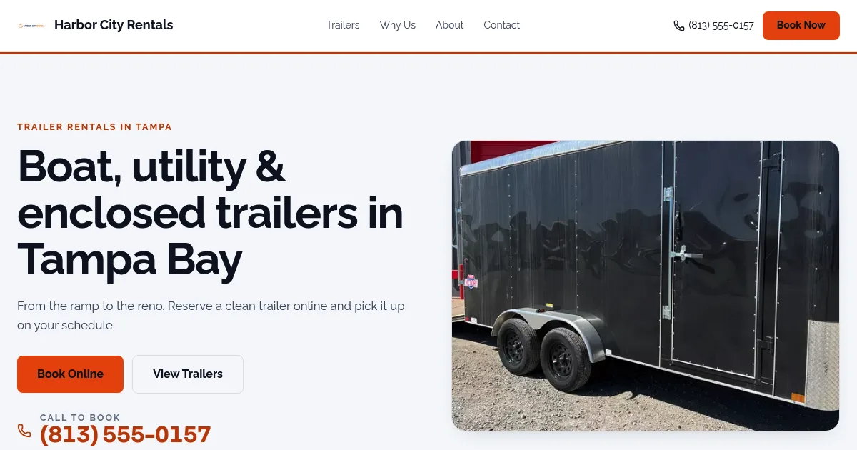 Harbor City Rentals — an example trailer-rental website built with TrailerBase